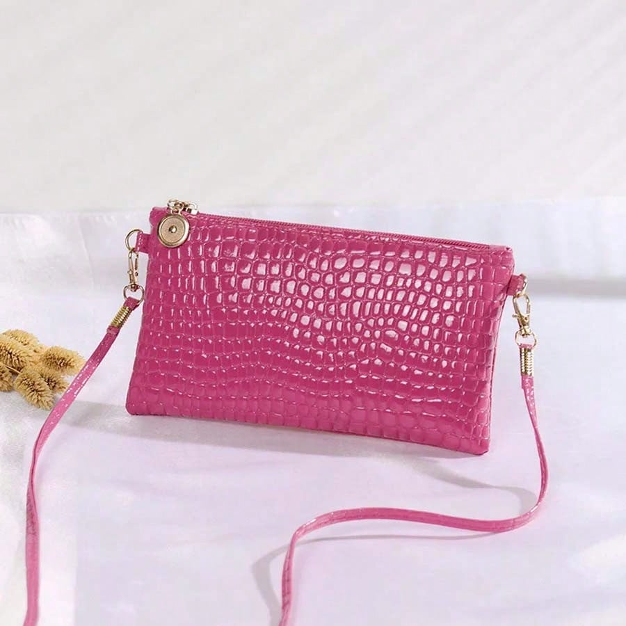 Bolsa de Festa Transversal em Couro Crocodilo (ÚLTIMAS UNIDADES)