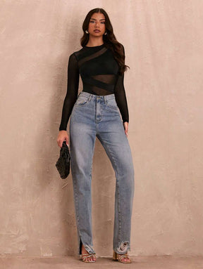 Body Tule Recortes Modeladores