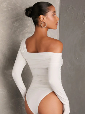 Body Gola Assimétrica Manga Longa