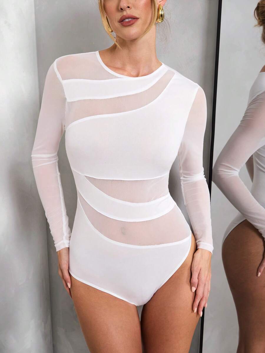 Body Tule Recortes Modeladores