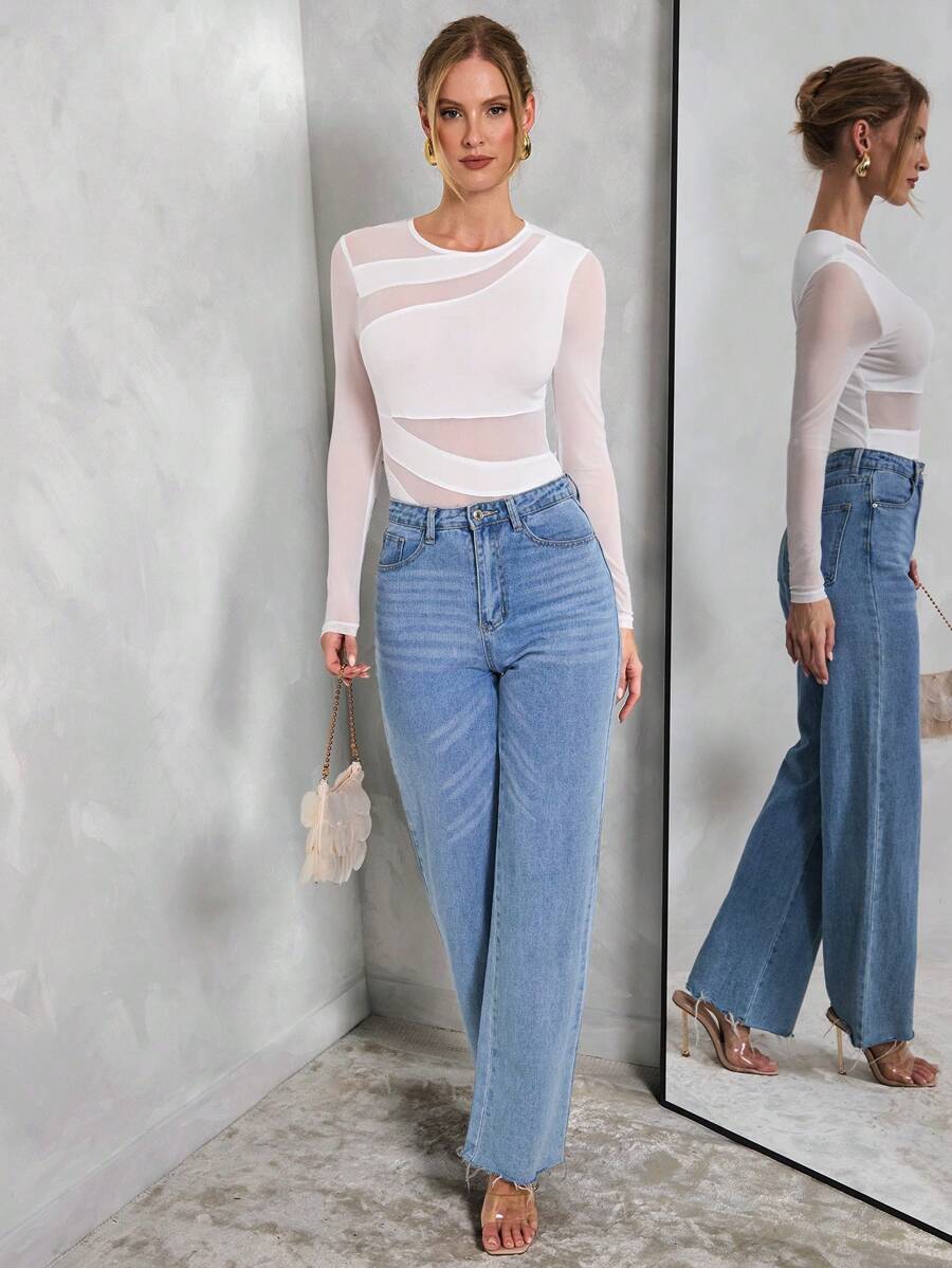 Body Tule Recortes Modeladores