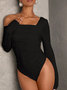 Body Gola Assimétrica Manga Longa