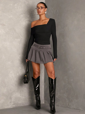 Body Gola Assimétrica Manga Longa