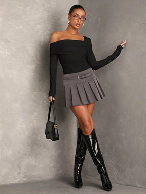 Body Gola Assimétrica Manga Longa