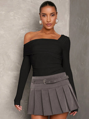 Body Gola Assimétrica Manga Longa