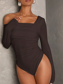 Body Gola Assimétrica Manga Longa