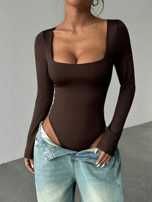 Body Quadrado Manga Longa Slim