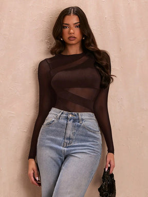 Body Tule Recortes Modeladores