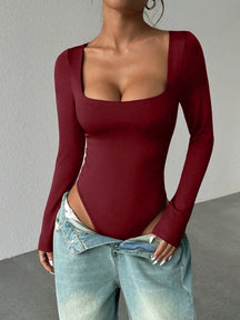 Body Quadrado Manga Longa Slim