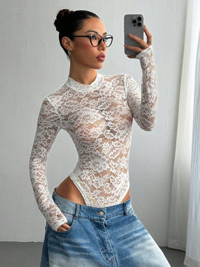 Body Renda Manga Longa