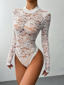 Body Renda Manga Longa