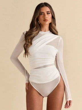 Body Tule Detalhes Cruzados