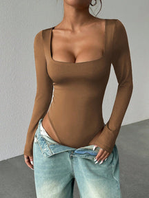 Body Quadrado Manga Longa Slim