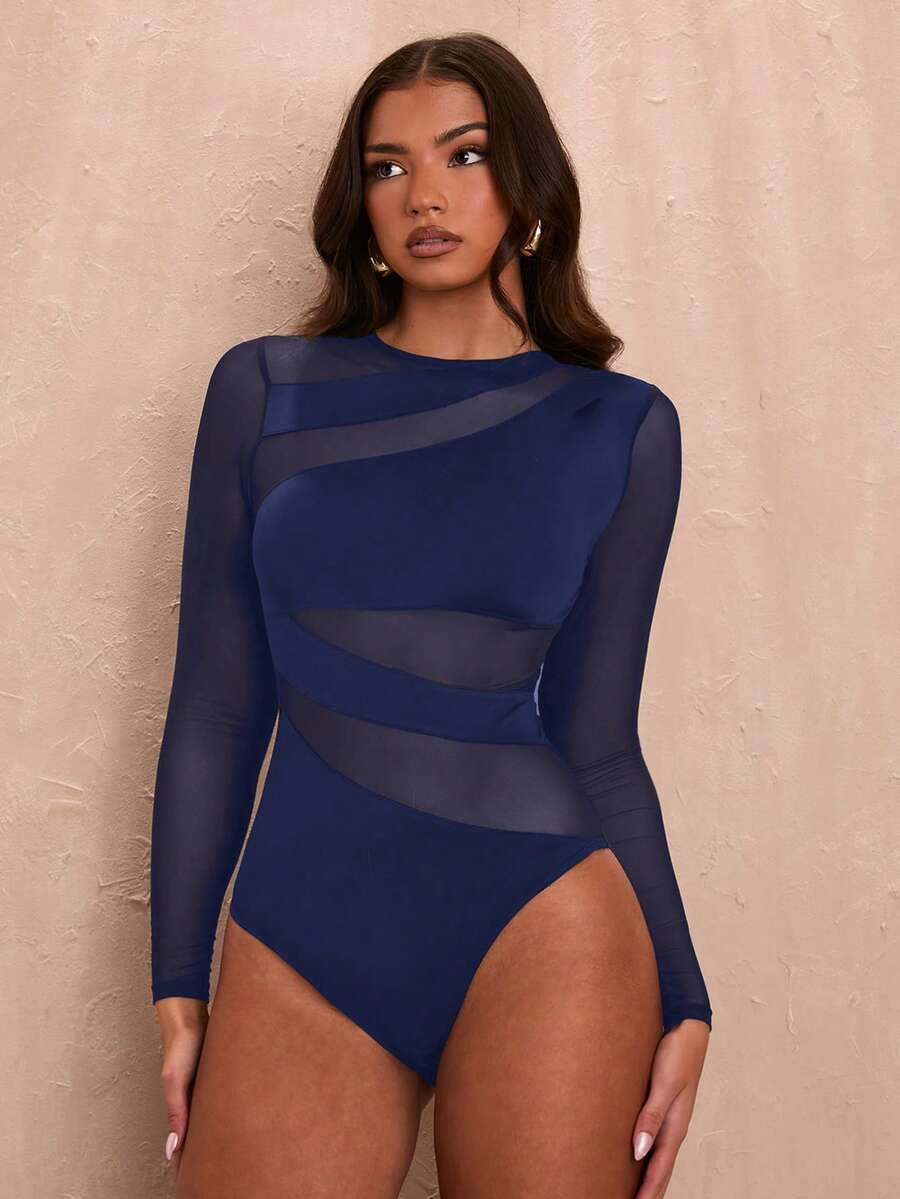 Body Tule Recortes Modeladores