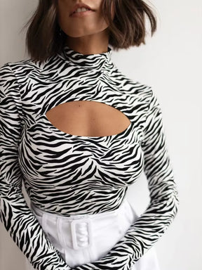 Body Animal Print com Recorte