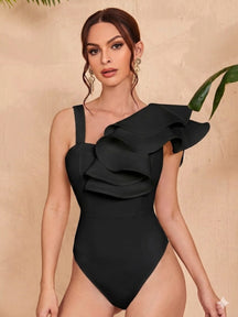 Body Elegante Plissado Assimétrico