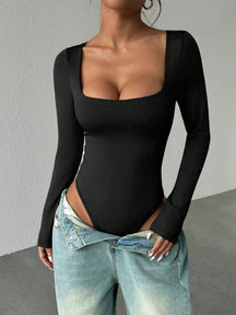 Body Quadrado Manga Longa Slim