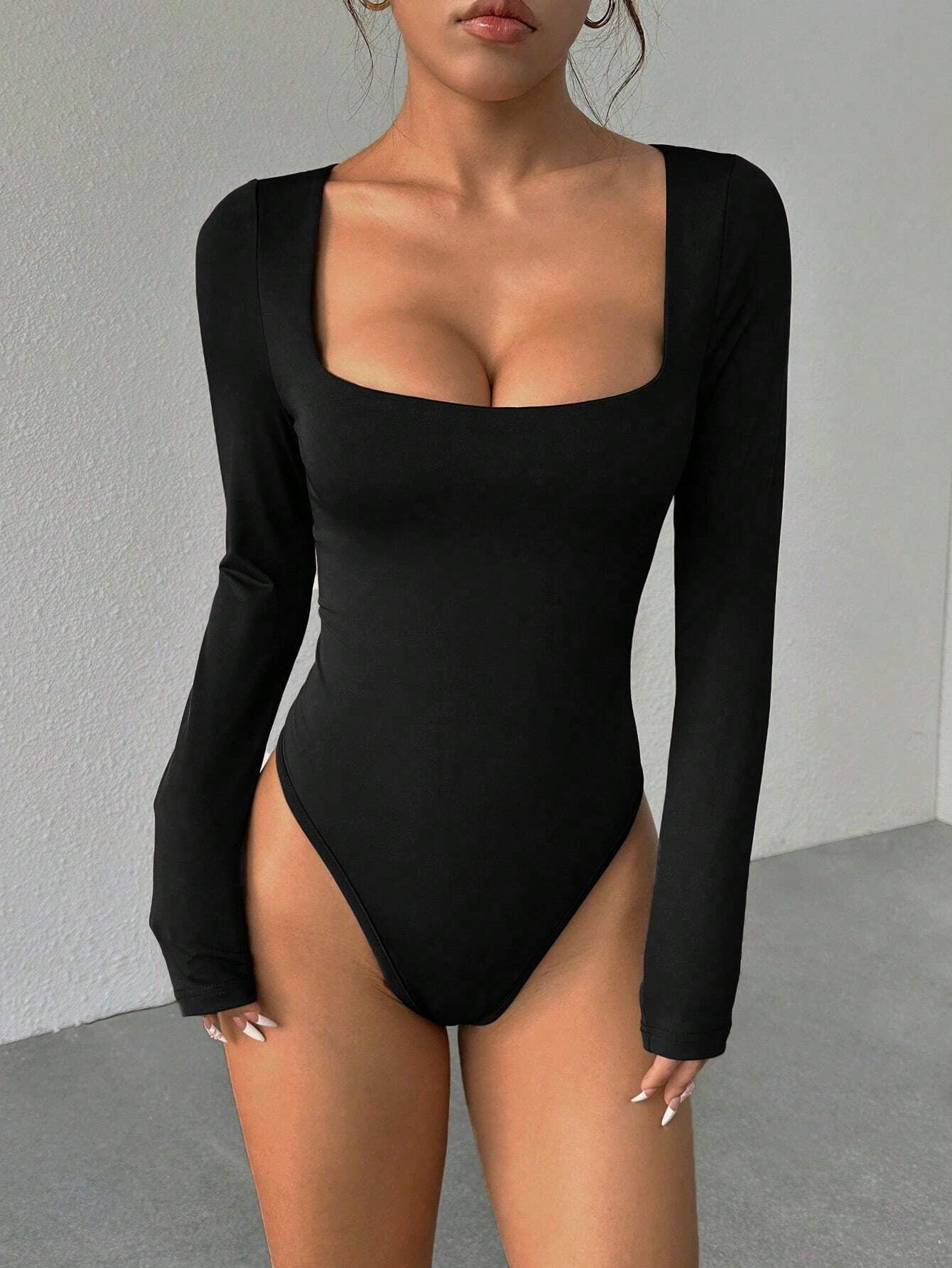 Body Quadrado Manga Longa Slim